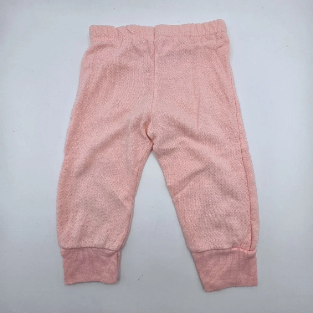 Vintage Hearts Pink Fleece Tracksuit Set Animal Applique 12 Months‎ Made in USA